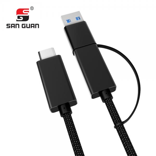 Picture of 2 in 1 Type-C&USB 3.0A TO Type-C Nylon（black）usb cable